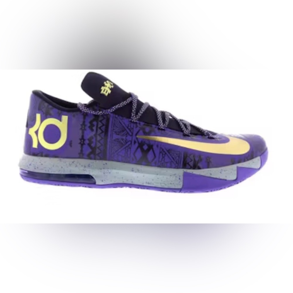 Nike Kids Purple and Gold Low-Top Basketball Sneakers